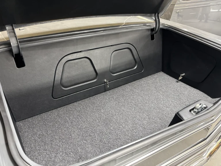 1967 Chevrolet Chevelle restored trunk area with clean carpet, finished panels, and custom detail