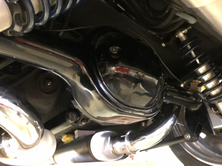 1973 Ford Mustang Mach 1 restoration showing RideTech suspension and polished undercarriage details