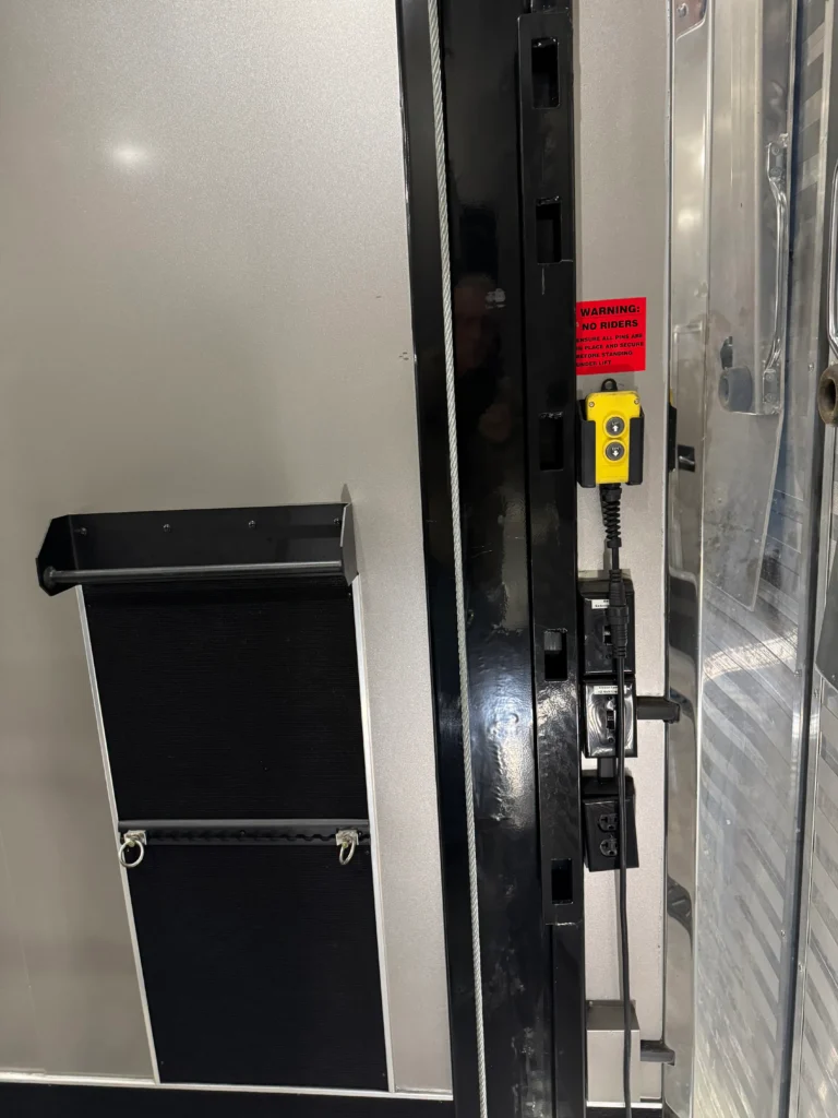 2019 Renegade Enclosed Stacker Trailer interior controls, loading area, and utility features